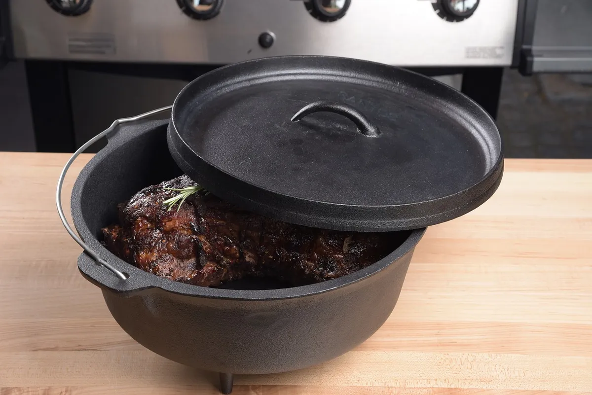 pork roast, dutch oven, grill pot, roast, grill, cooking, food, preparation, dish, cuisine, cast iron, cast iron pot, steel pot, pot, kitchen, dutch oven, dutch